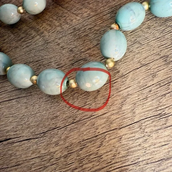 Pale Blue Large Bead Choker Necklace Lightweight Faux Pearl Betty Rubble - Picture 9 of 10